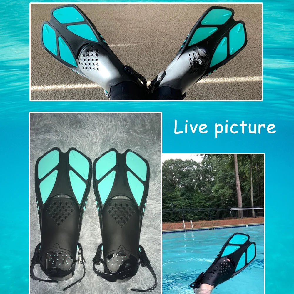 Professional Snorkeling Foot Diving Fins Adjustable Adult Swimming Fins Flippers Swimming Equipment Water Sports Child Kid Adult