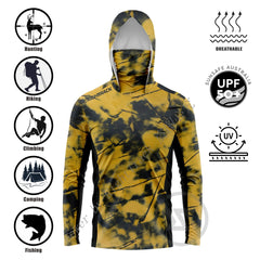 Camouflage Mask Hoodies Shirts Suitable For Fishing Hunting Climbing Camping Hiking Outdoor Sun Protection Breathable Clothing