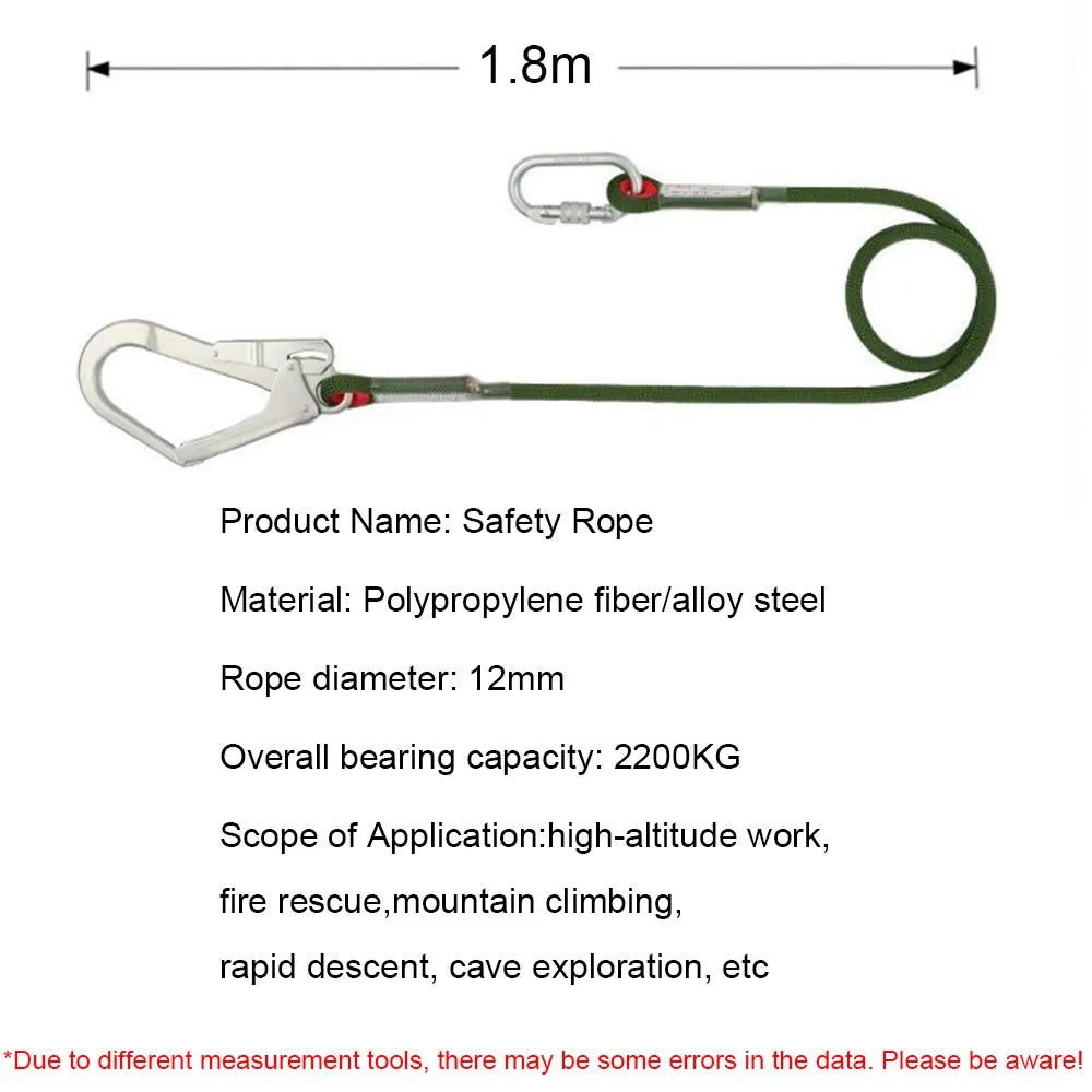 Single Waist High-altitude Work Harness Double Hanging Point Work Safety Belt Outdoor Climbing Construction Protective Safe Rope