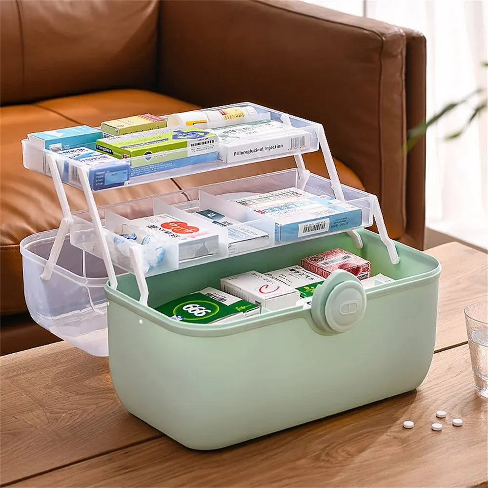 Large Capacity Family Medicine Organizer Box Portable First Aid Kit Medicine Storage Boxes Organizers Plastic Organizing Home