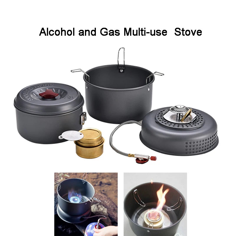 Bulin Multipurpose Outdoor Alcohol/Gas Stove With Cookware Pot for Camping and Hiking Survival