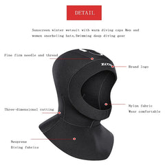 3/5mm Neoprene Scuba Diving Hood With Shoulder Snorkeling Equipment Hat Cap Winter Swim Warm Wetsuit Diving Helmet Unisex