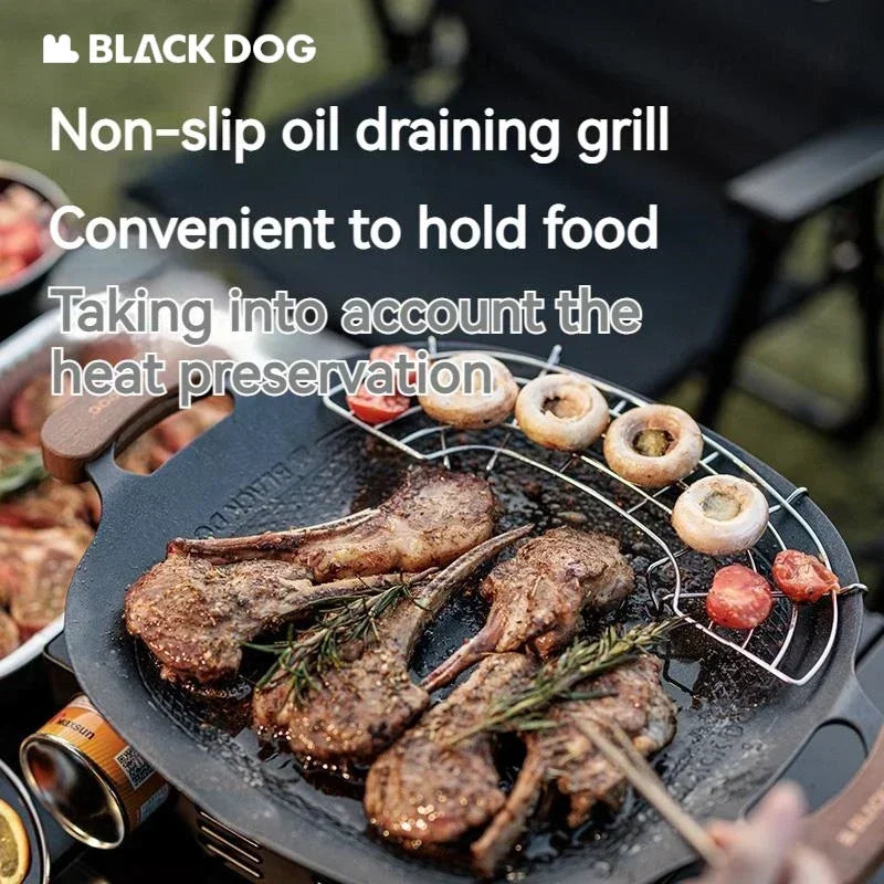 BLACKDOG Grill Pan Non-Stick Outdoor Camping Travel Frying Pan Barbecue Baking Tray Plate Cookware Large Free Grill Ultralight