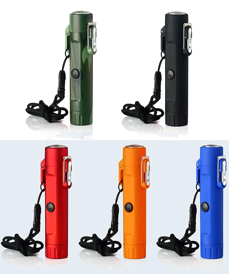 Arc Usb Lighter Camping Outdoor Survival Plasma Lighter With Flashlight Compass Survival Lighters Waterproof And Windproof