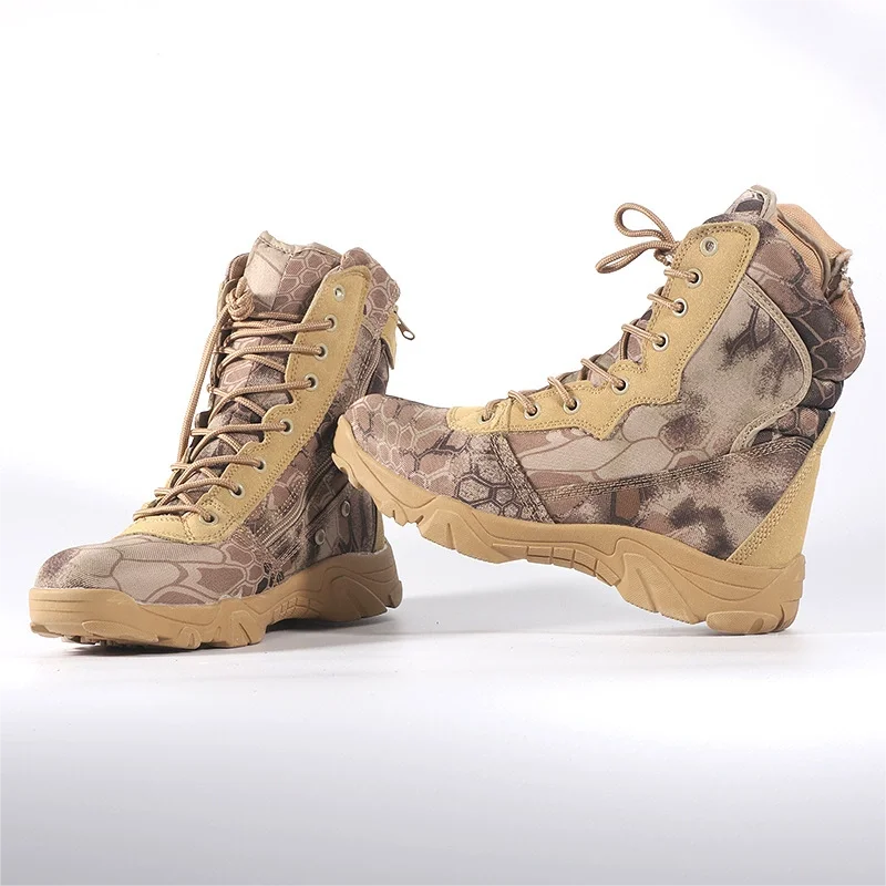 Outdoor Training Men Tactical Boots High-Top Desert Shoes Camouflage Combat Hunting Climbing Botas Hiking Shoes