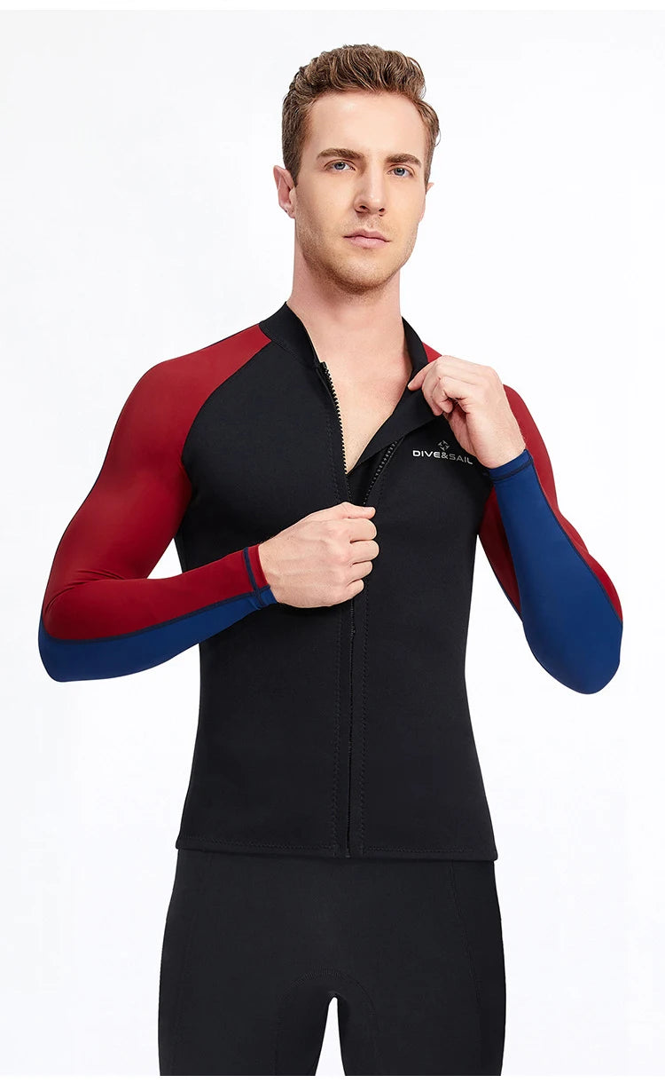 Neoprene 3MM 2MM Men Women Wetsuit Jacket Scuba Diving Suit Surf Snorkeling Underwater Spearfishing Fishing Kitesurf Equipment