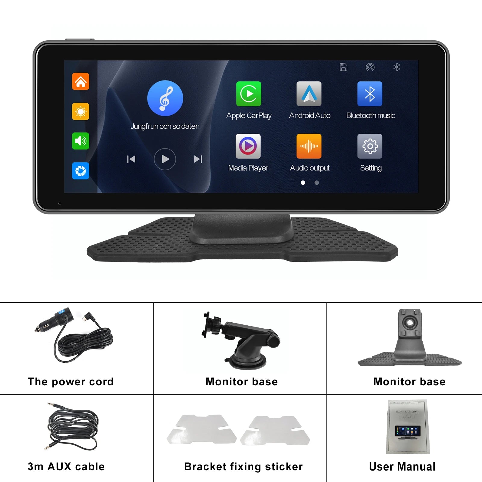 Podofo 6.86" /9.3" Car Mirror Video Recording  Wireless Carplay Monitor Android Auto dashboard DVR GPS Navigation Carplay screen