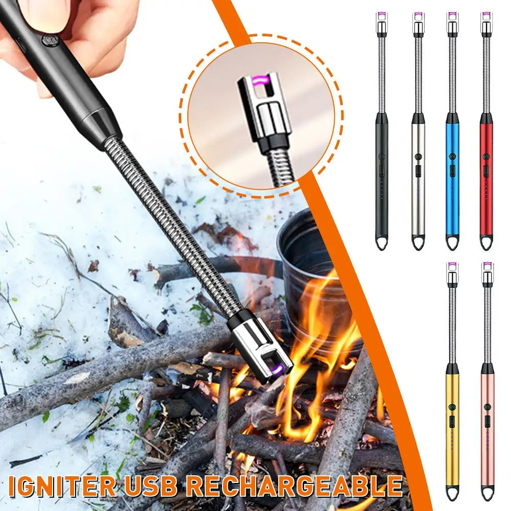 Windproof Kitchen Electric USB Lighter Long Candle Gas Ignition Rechargeable Plasma Stove Flameless Camping Gun Arc Lighter