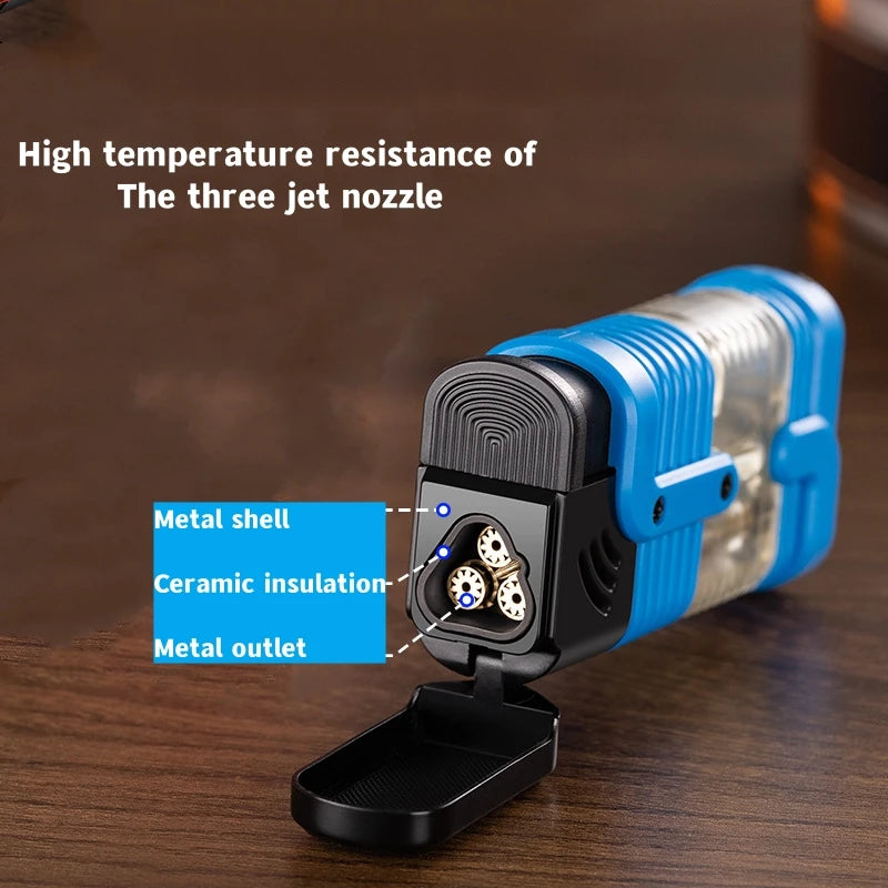 New Turbine Butane Gas Wind Proof Direct Charge Metal Torch Home Kitchen Gas Stove Outdoor Camp Barbecue Cigar Ignition Lighters