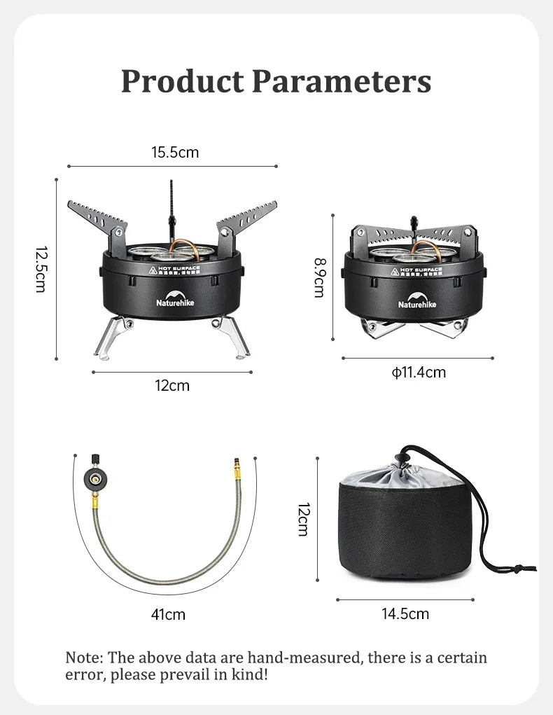 Naturehike IGT Burner Camping Outdoor Portable Gas Stove Kitchen Ultralight IGT Table Grill BBQ Cookware Three-Head Gas Burner