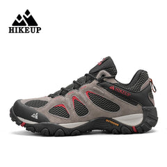 HIKEUP New Arrival Leather Hiking Shoes Wear-resistant Outdoor Sport Men Shoes Lace-Up Mens Climbing Trekking Hunting Sneakers