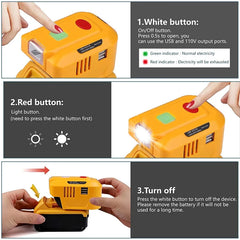 For Dewalt 20V 18V Lithium Battery Inverter Generator DC 20V To AC 110V/220V Portable Inverter Power Station with LED Light USB