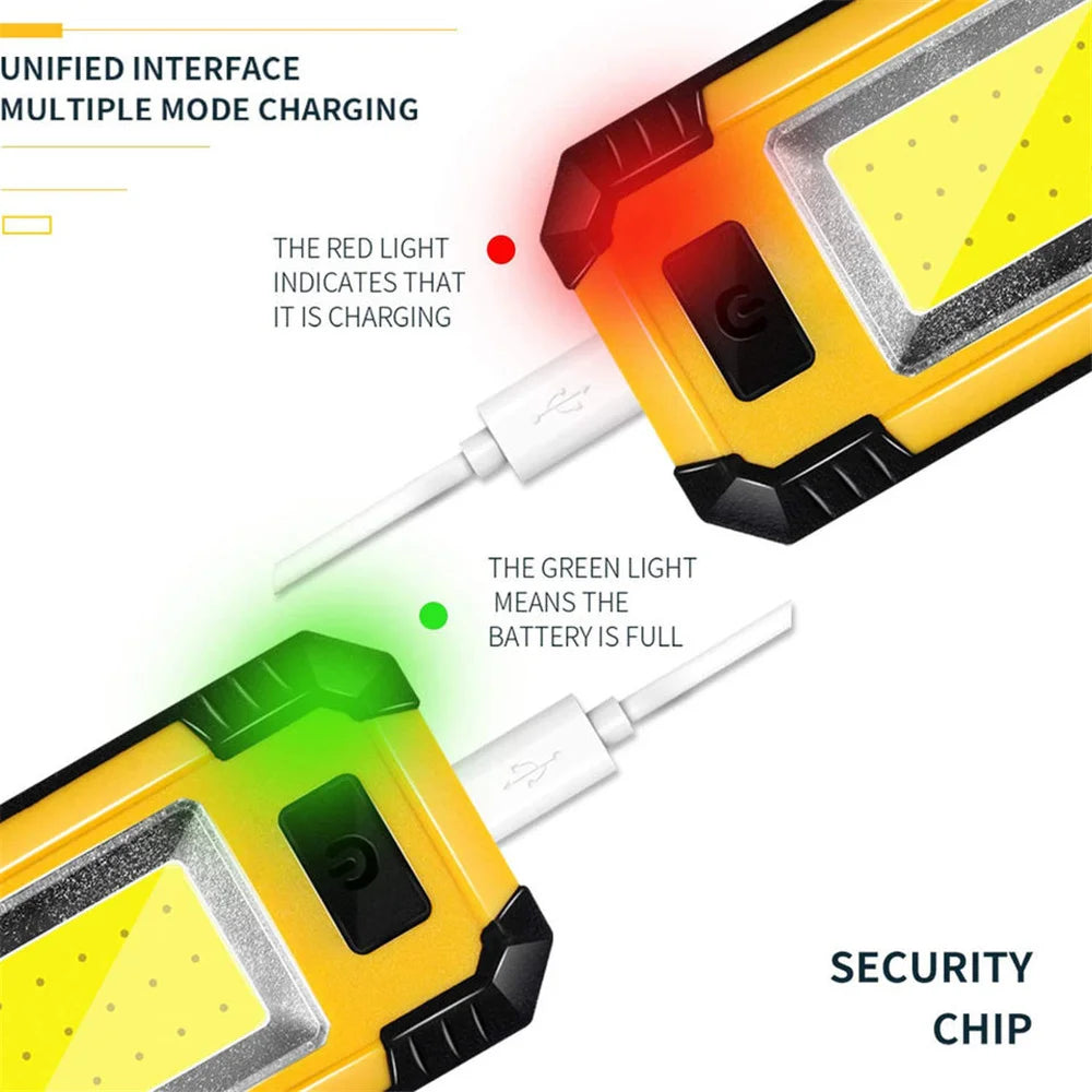 4000mAH COB Work Light USB Rechargeable LED Flashlight Portable Lantern with Magnet 7 Lighting Modes Camping Emergency Torch