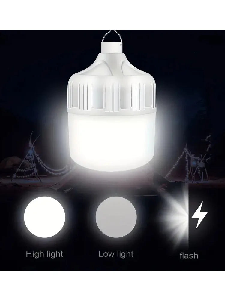 LED Outdoor USB Rechargeable Light Bulb High Brightness Emergency Light Hook Camping Fishing Portable Lantern Night Light Carry