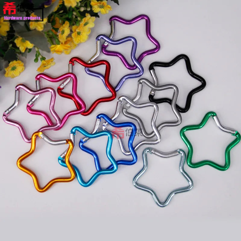 1 Pcs Five-pointed Star Shaped Aluminum Carabiner Key Chain Clip Outdoor Camping Keyring Hook Water Bottle Hanging Buckle