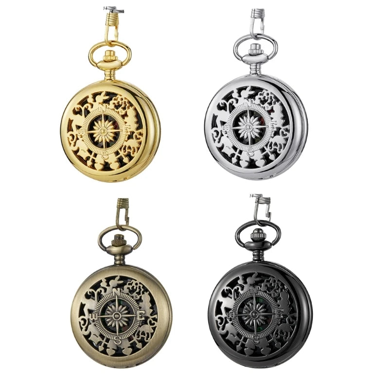 Vintage Bronze Flip Compass Pocket Watch Design Outdoor Hiking Navigation Kid Gift Retro Metal Portable Compass Survival Tools