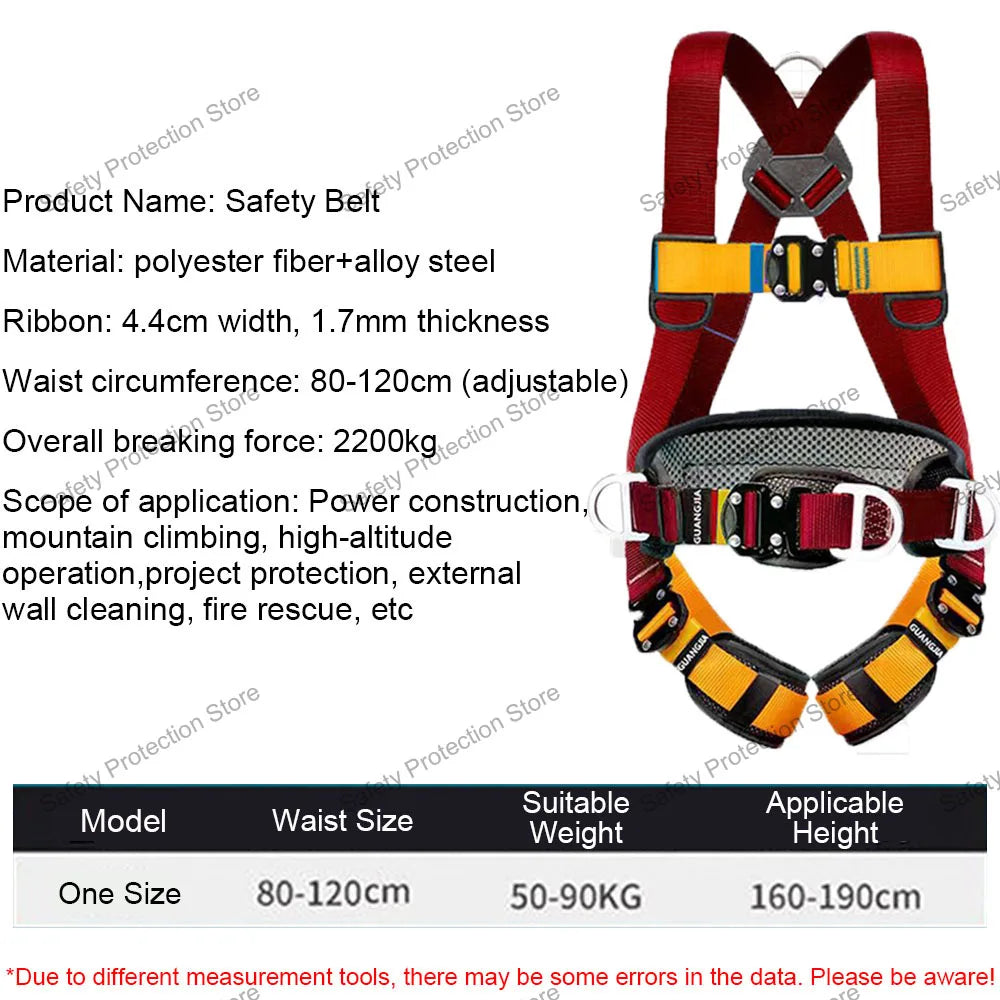 Full Body High Altitude Work Safety Harness Five-point Safety Belt Rope Outdoor Climbing Training Construction Protect Equipment