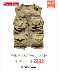 Men's Thin Tooling Loose Quick Drying Vest Men's Outdoor Sports Coat Multi Pocket Stand Collar Vest Spring Camping Fishing Vest