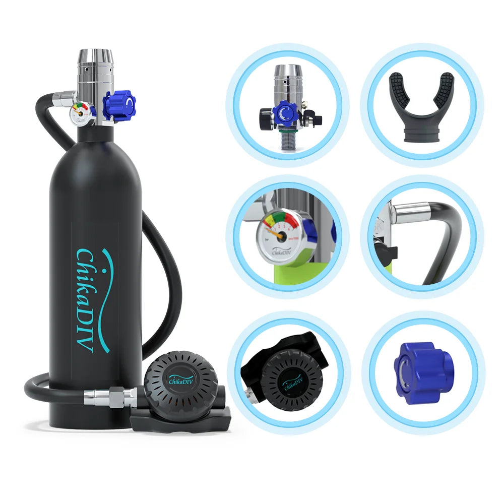 Chikadiv C400 Scuba Diving/Snorkel Tank Equipment Mini Scuba Diving Cylinder Bottle Snorkeling Set Oxygen Tank Dive Equipment