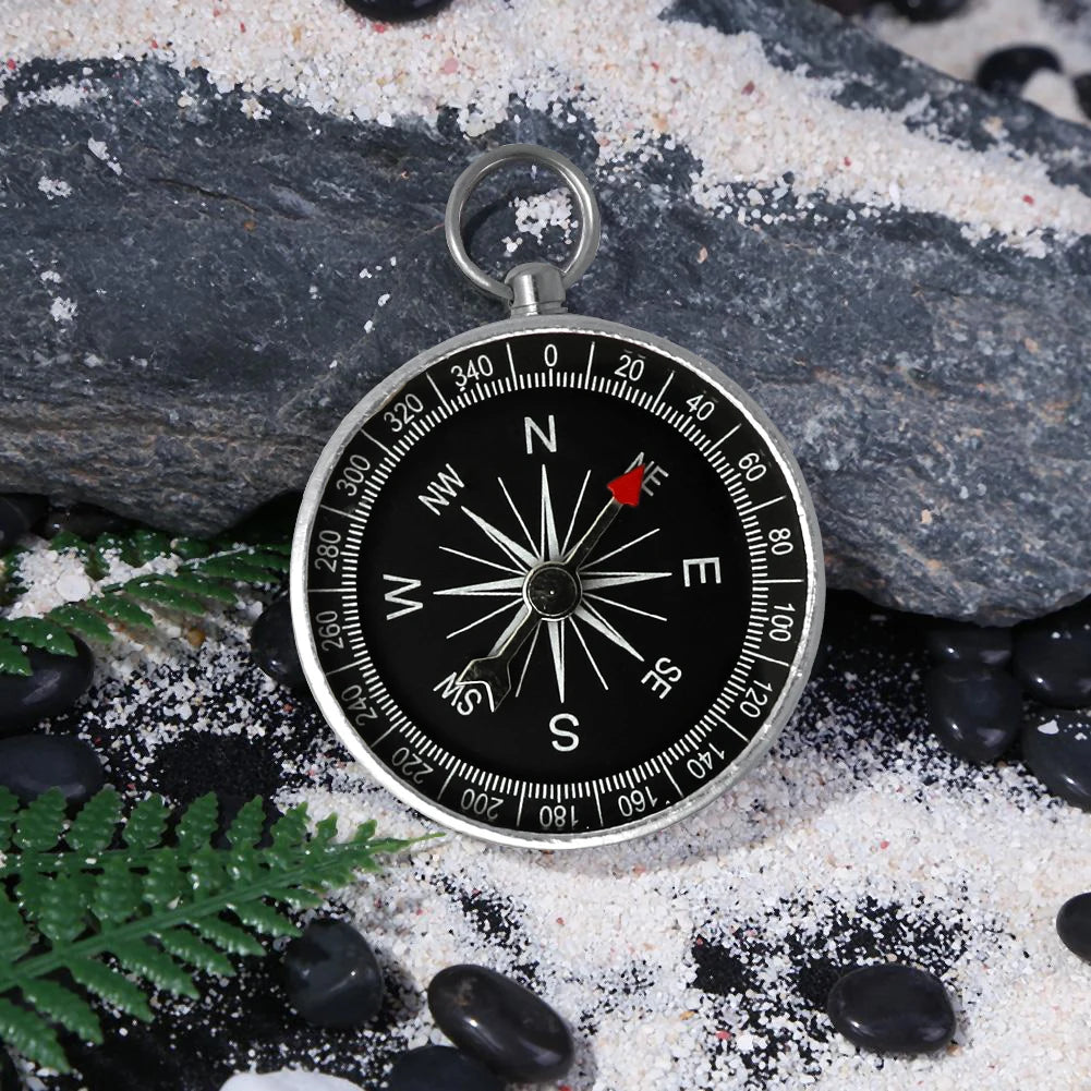 Outdoor Pocket Compass Silver Outdoor Orientation Navigation Compass Aluminum Alloy for Outdoor Camping Hiking Sports Navigation