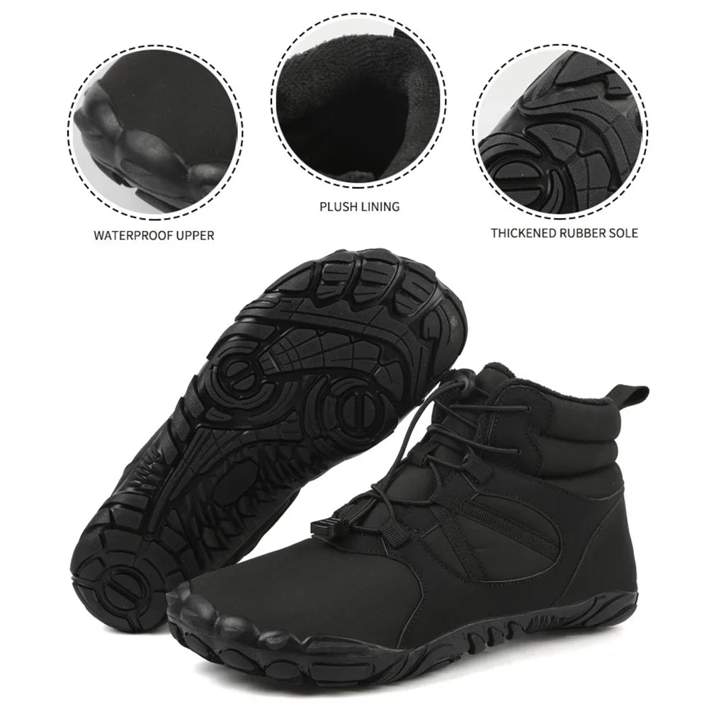 Winter Snow Boots Running Sneakers Non Slip Casual Barefoot Shoes Waterproof High Top for Travel Climbing Hiking