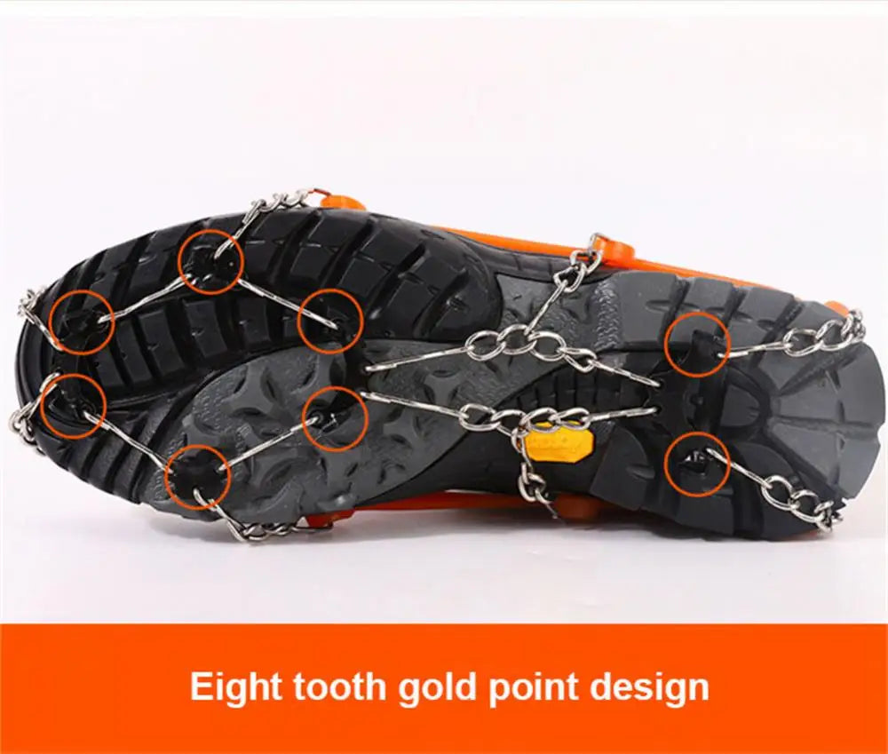 10 Teeth Ice Gripper Spike For Shoes Anti Slip Hiking Climbing Snow Spikes Crampons Cleats Chain Claws Grips Boots Cover