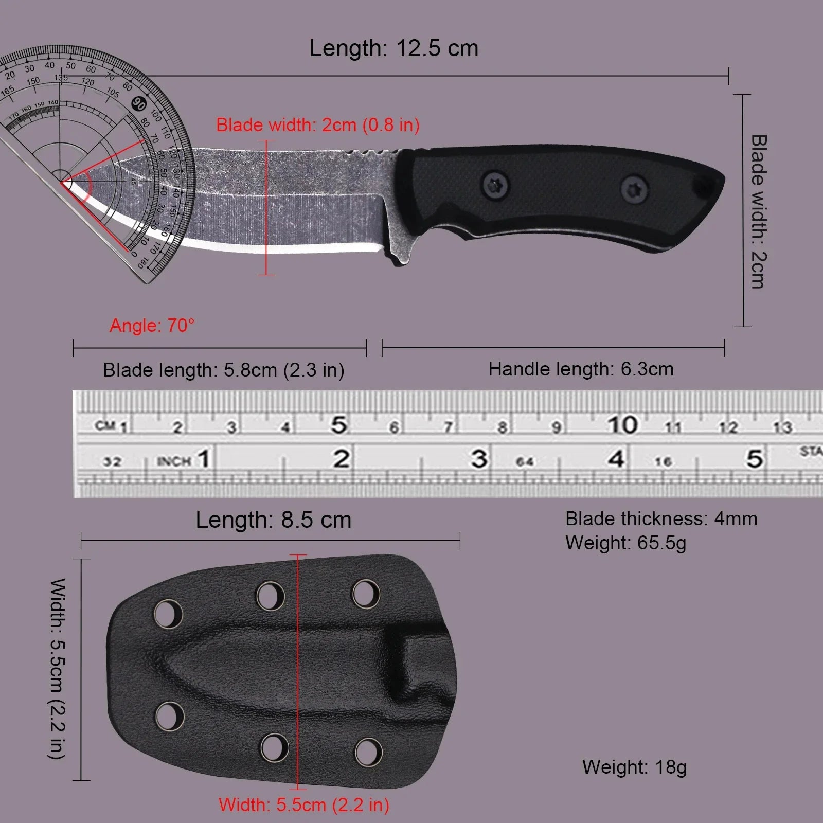 2024 NEW（ Full- Tang） Mini portable multi-purpose outdoor Straight Knife +K sheath, Jungle camping EDC tool knife