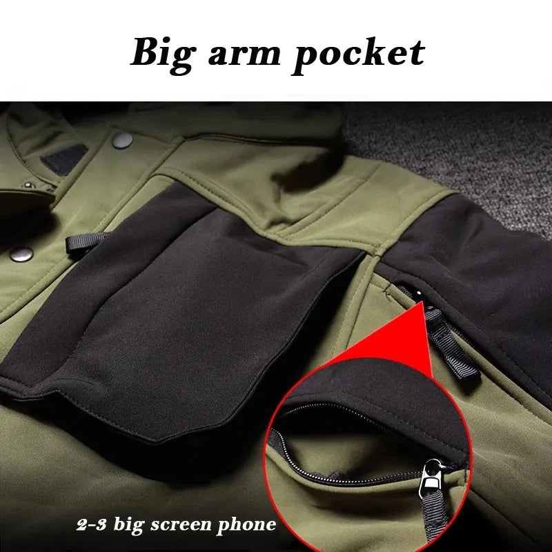 Tactical Jackets Men Shark Skin Military Soft Shell Jacket Waterproof Windproof Fleece Warm Motorcycle Multi-pocket Army Coats