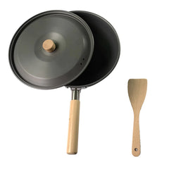 Aluminum Camping Wood Handle Wok Cookware, Outdoor Tableware, Picnic BBQ Cooking, Tourism, Kitchen Equipment, 3-4 Persons