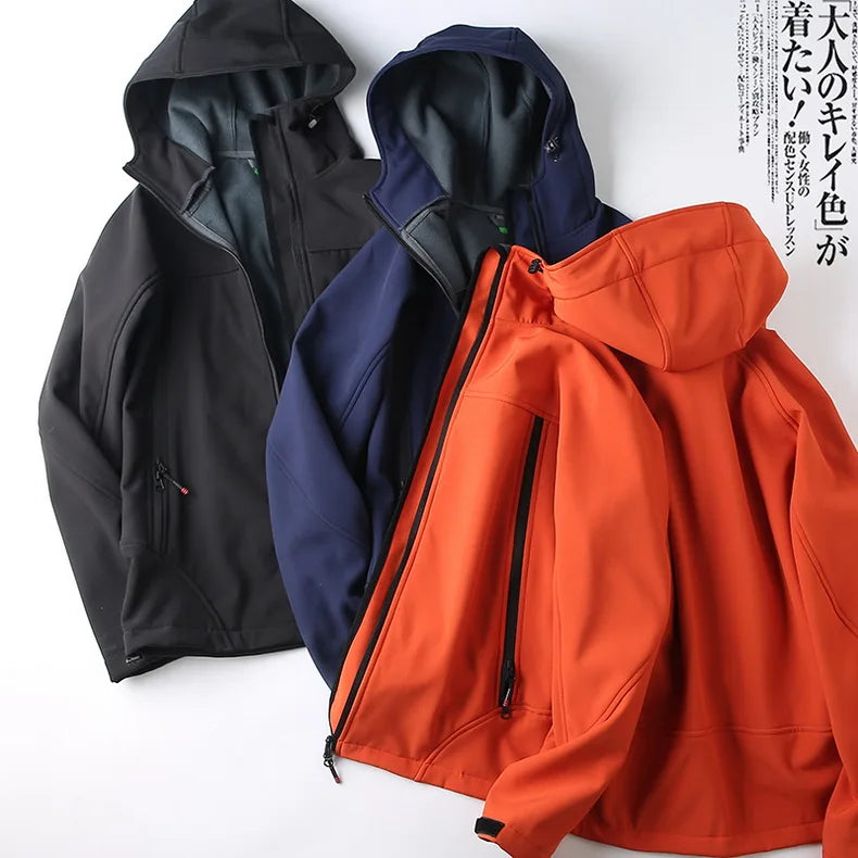 NUONEKO Winter Mens Waterproof Soft Shell Jackets Outdoor Sports Warm Fleece Windproof Camping Hiking Men Windbreaker Coats JM44