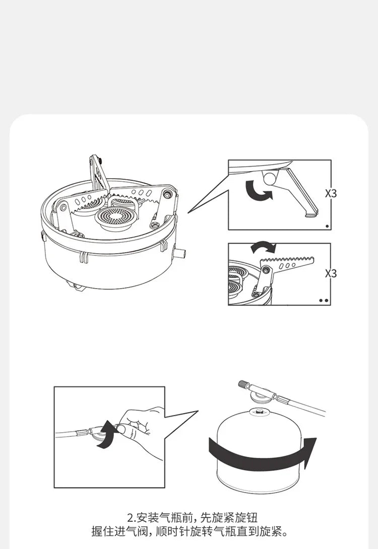 Naturehike Camping Stove Outdoor Kitchen Gas Stove IGT Burner Portable Cookware Ultralight Three-Head Gas Burner Rack BBQ Picnic