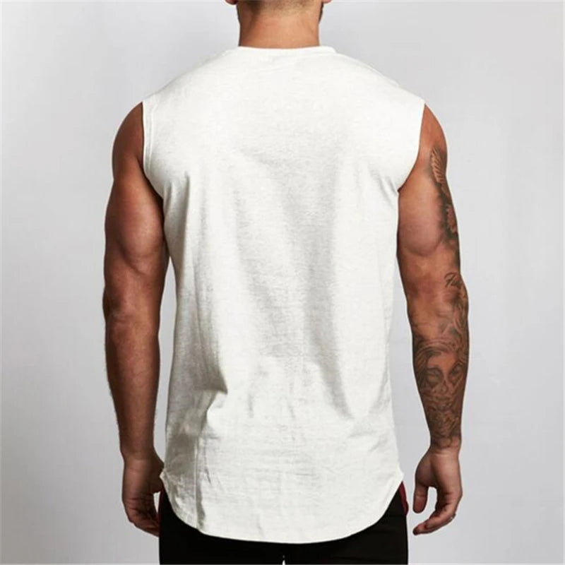 Gym Clothing V Neck Cotton Bodybuilding Tank Top Mens Workout Sleeveless Shirt Fitness Sportswear Running Vests Muscle Singlets