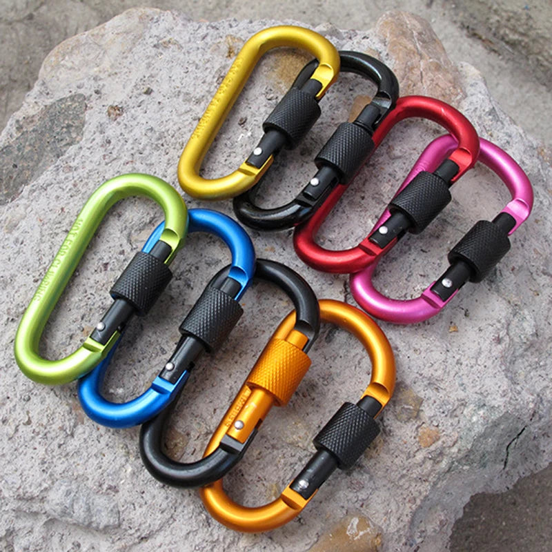 Carabiner Clips with Screw Gate 4Pcs Carabiners Hiking Clips with 7.5mm Diameter Aluminum Rod EDC Outdoor Camping Equipment Hook