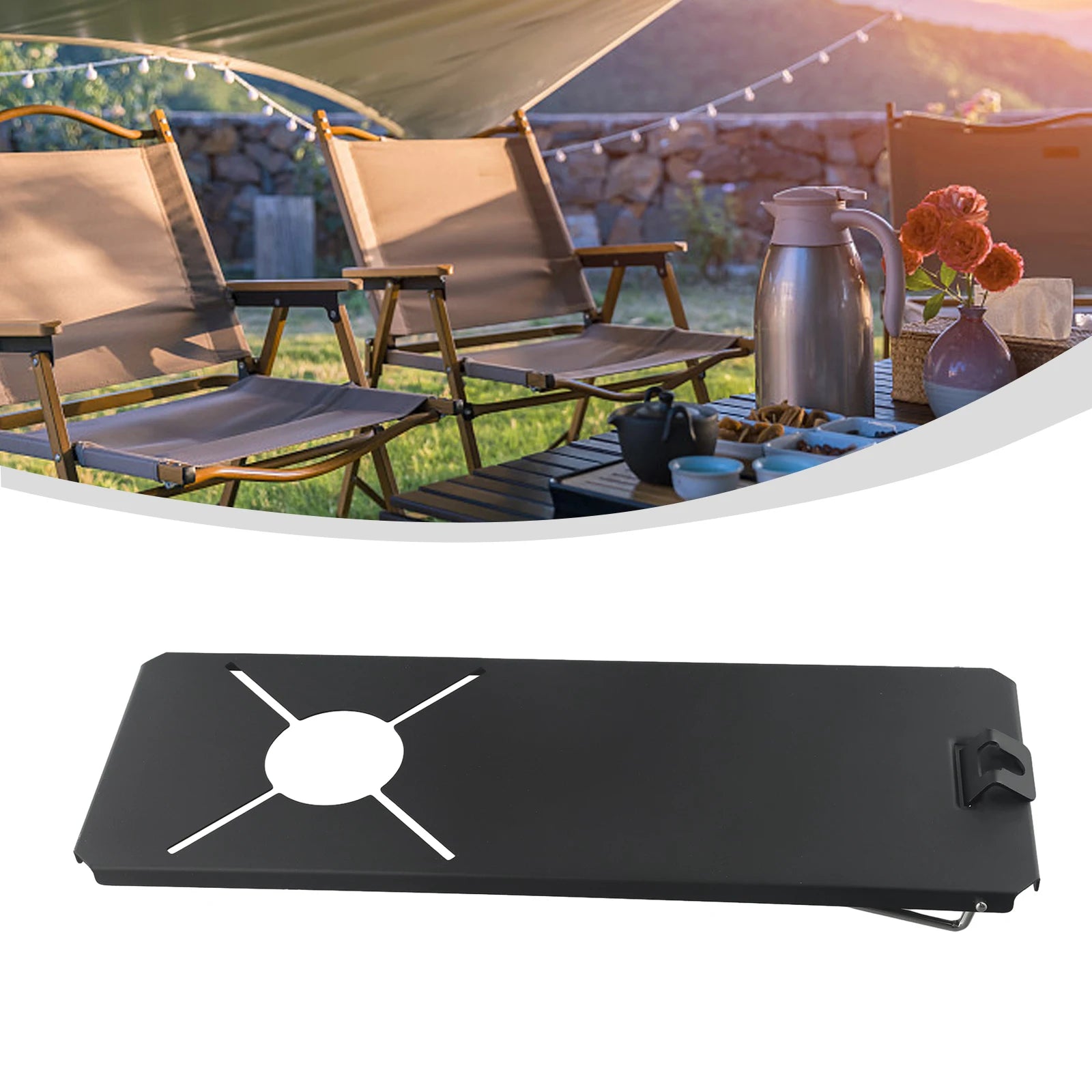 Outdoor Camping IGT Windproof Table Unit Board Picnic Gas Stove Support Plate High Temperatures Thickened Legs Folding