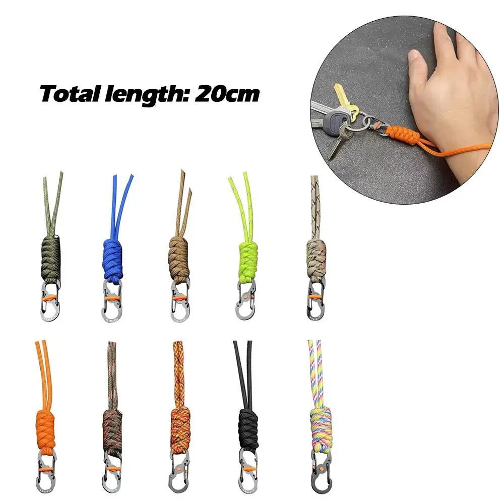 Handmade Snake Knot Paracord Keychain Outdoor Rock Climbing Camping Rescue Emergency Survival Rope Metal Key Chains Gifts