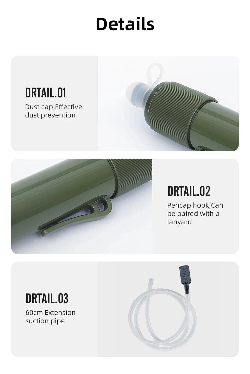 PACOONE Outdoor Survival Water Filter Camping Equipment Water Purifier Water Filtration Emergency Supplies for Camping Hiking