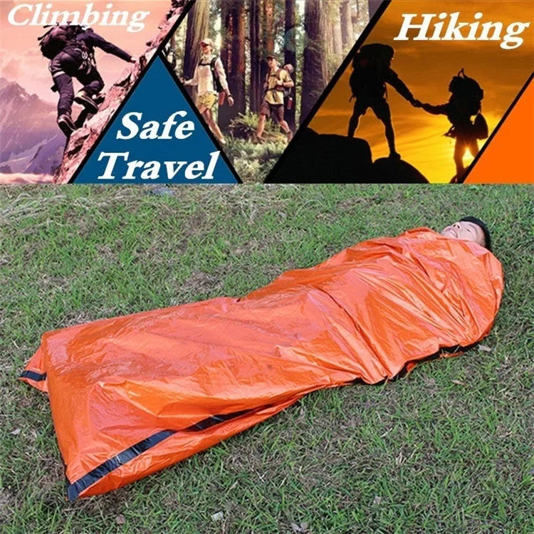 Portable Waterproof Emergency Survival Sleeping Bag Outdoor Edc Camping Gear Thermal Sack First Aid Rescue Kit Mylar Blanket