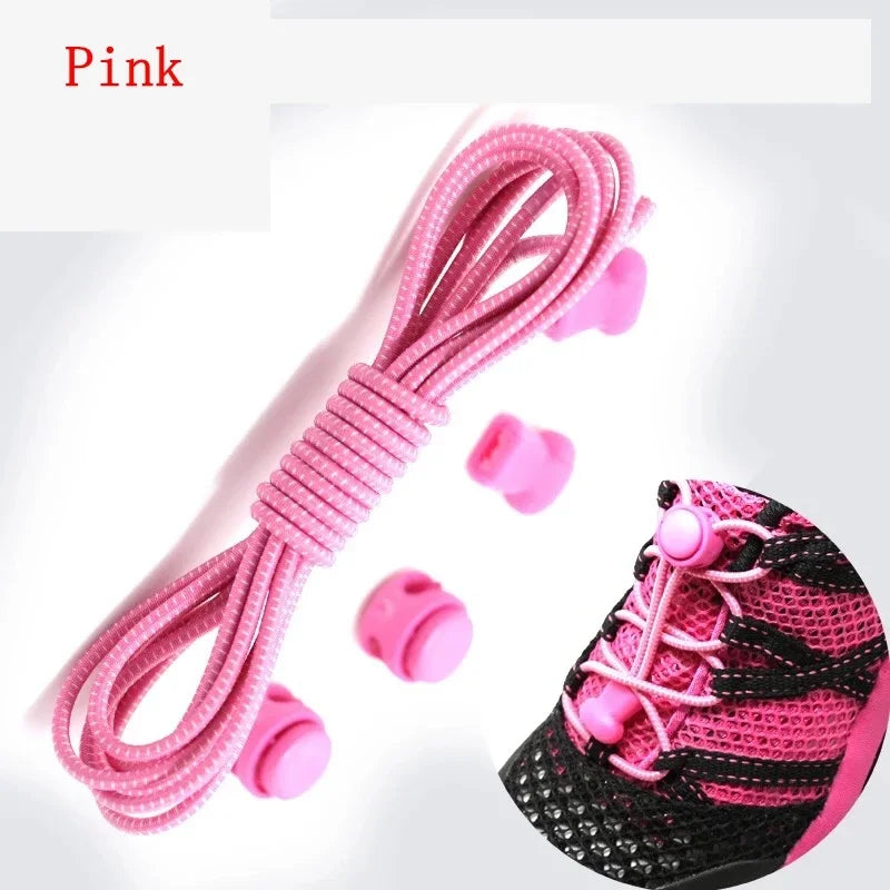 1 Pair 22 Colors Elastic Hiking Shoelaces Round Locking No Tie Shoe Laces Kids Adult Quick Lazy Laces Rubber Sneakers Shoelace