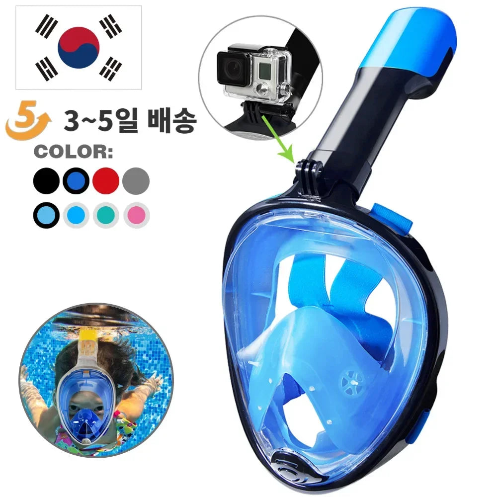 Professional Snorkeling Diving Mask Underwater Scuba Full Face Snorkel Mask Anti Fog Goggles for Kids Adult Swimming Equipment