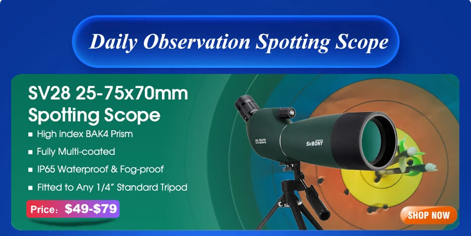 SVBONY SA405 20-60x85 HD Spotting Scope Army Green 45 Degree best for Birding and Nature Viewing