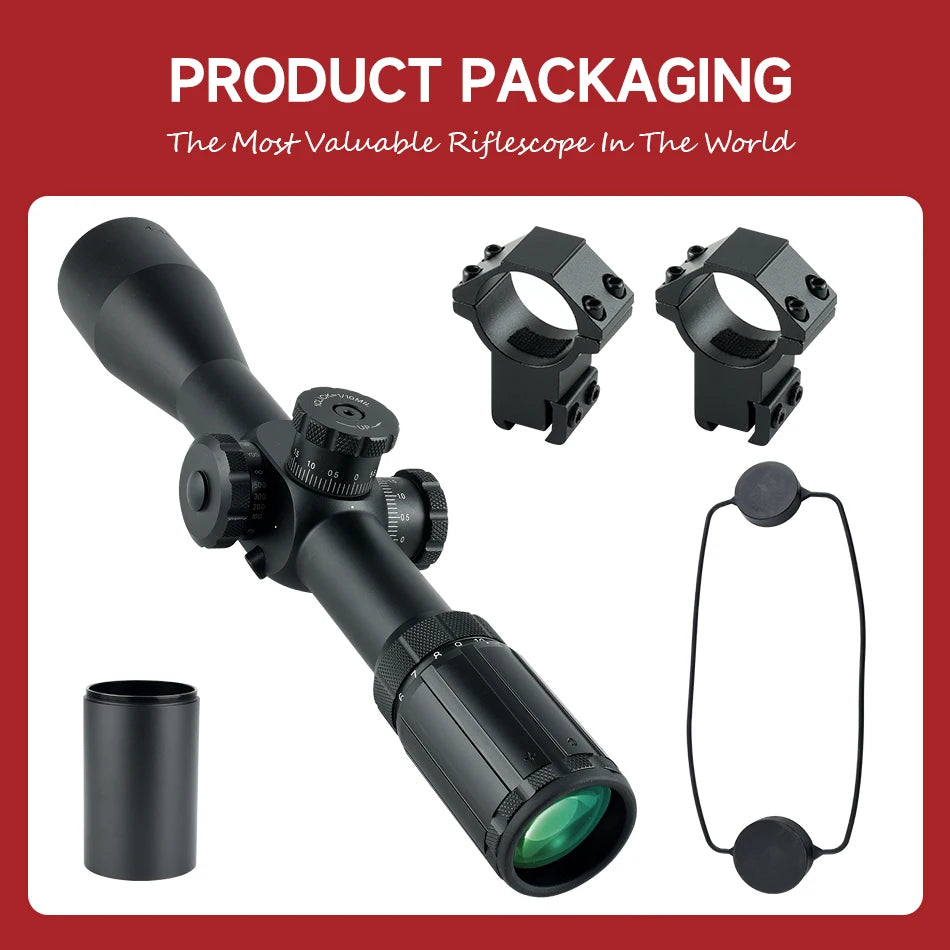 4-14X44 FFP Riflescope Red/Green Cross Spotting Hunting Optical Scope Tactical Long Range Shooting Snipe Airsoft Sight 11mm/20mm