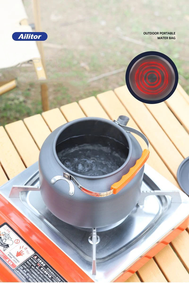 0.8L-2.0L Outdoor Lightweight Aluminum Alloy Kettles Teapot Coffee Pot Camping Travel Picnic Cooking Kettle Hiking Cookware Set