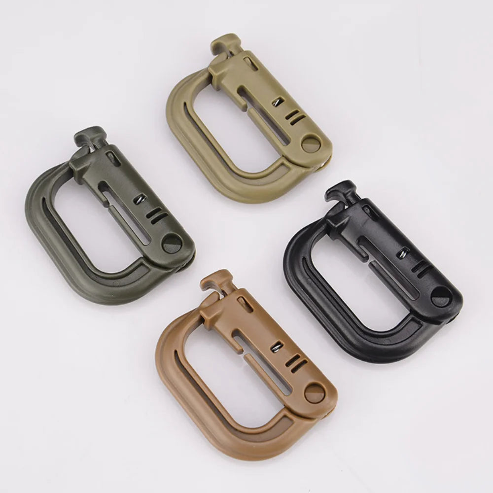 5PC Plasctic Shackle Carabiner D-ring Clip Molle Webbing Backpack Buckle Snap Lock Grimlock Multi Outdoor Hiking Camping Gear