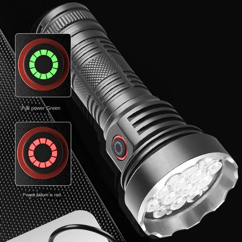 High Power Rechargeable LED Flashlight with 19/31/55 lamp beads Self-defense Torch aluminum  Lantern edc Flashlights for Camping