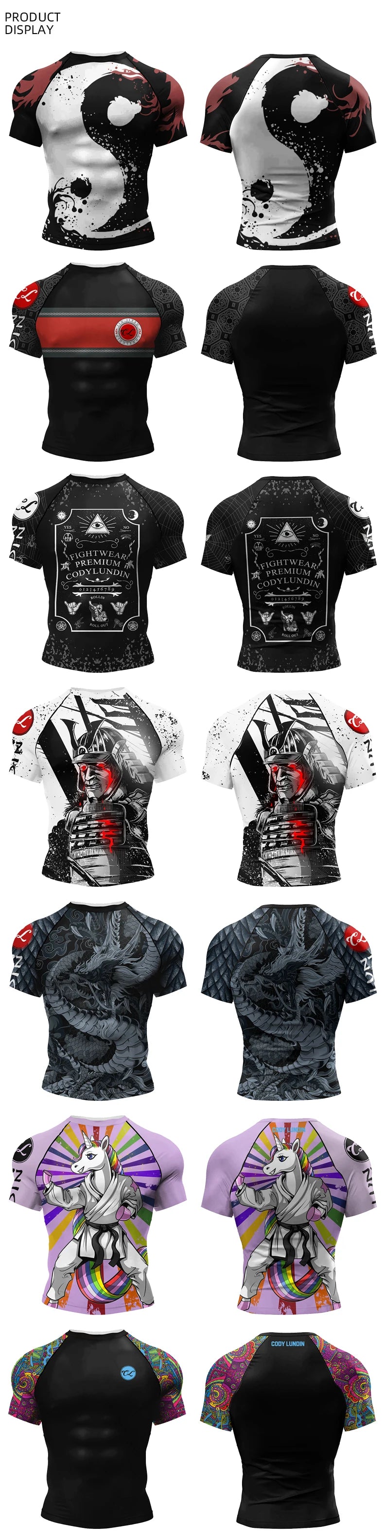 CODY LUNDIN Men Sports Grappling T-shirt Men Sublimation BJJ Rash Guard Compression No Gi Jiu Jitsu Rashguard for MMA Clothes