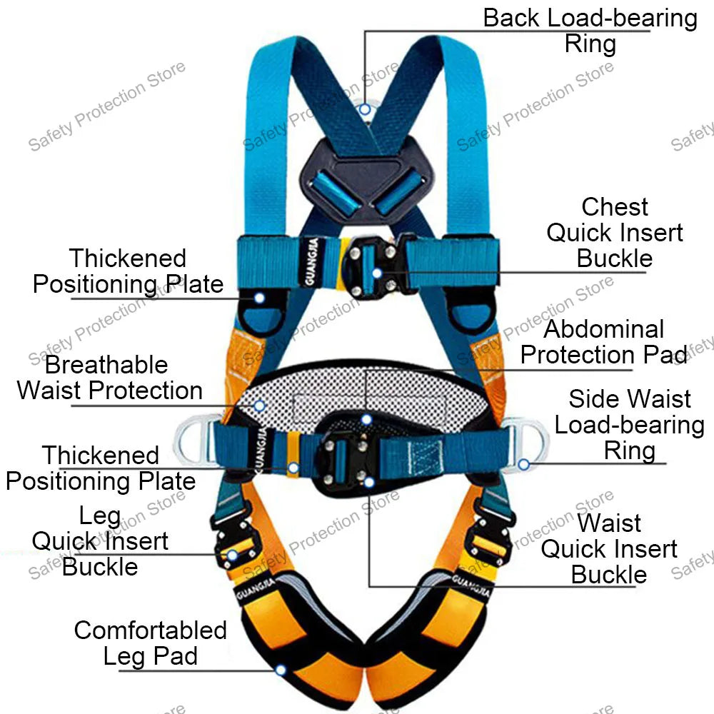 Full Body High Altitude Work Safety Harness Five-point Safety Belt Rope Outdoor Climbing Training Construction Protect Equipment