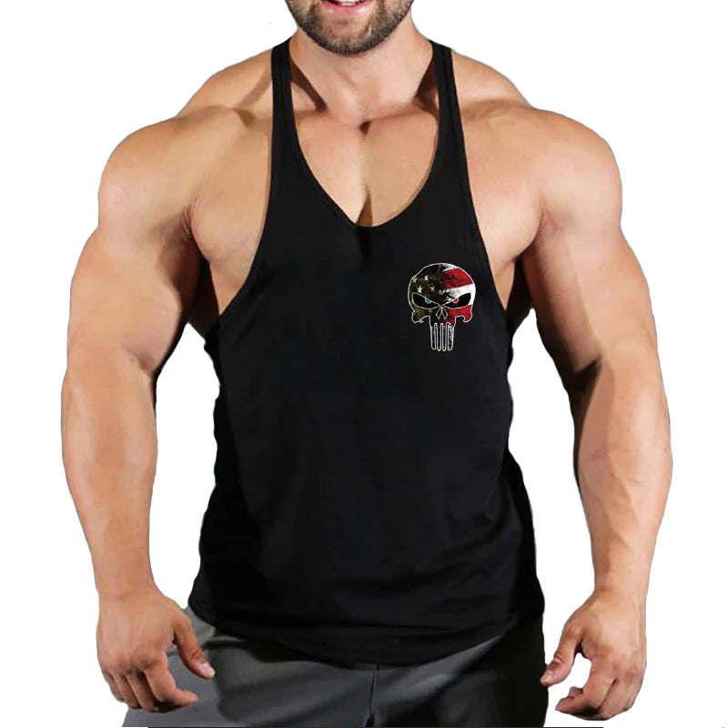 2024 New Bodybuilding Stringer Tank Tops Men Anime funny summer Clothing Running vest Fitness clothing Cotton gym singlets