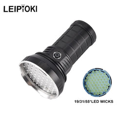 High Power Rechargeable LED Flashlight with 19/31/55 lamp beads Self-defense Torch aluminum  Lantern edc Flashlights for Camping