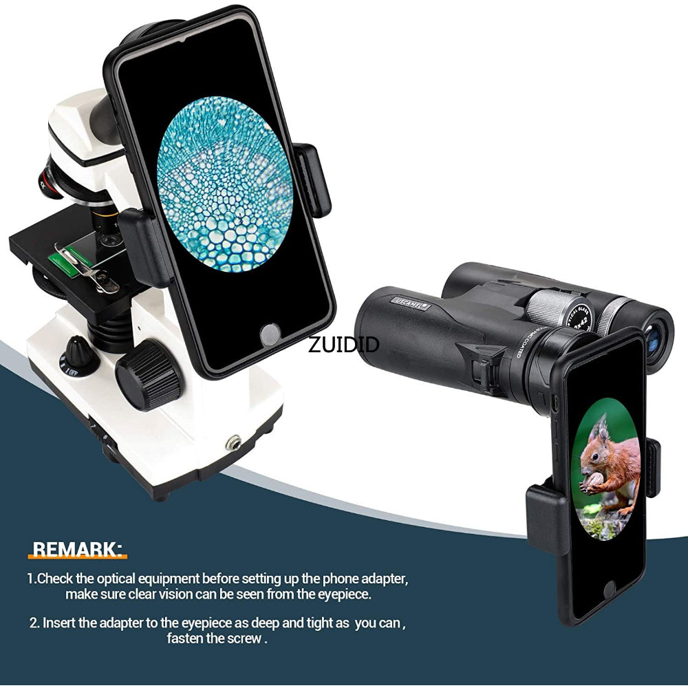 ZUIDID Universal Telescope Phone Adapter Mount Compatible Binoculars, Monocular, Microscope, Spotting Scope, Telescope