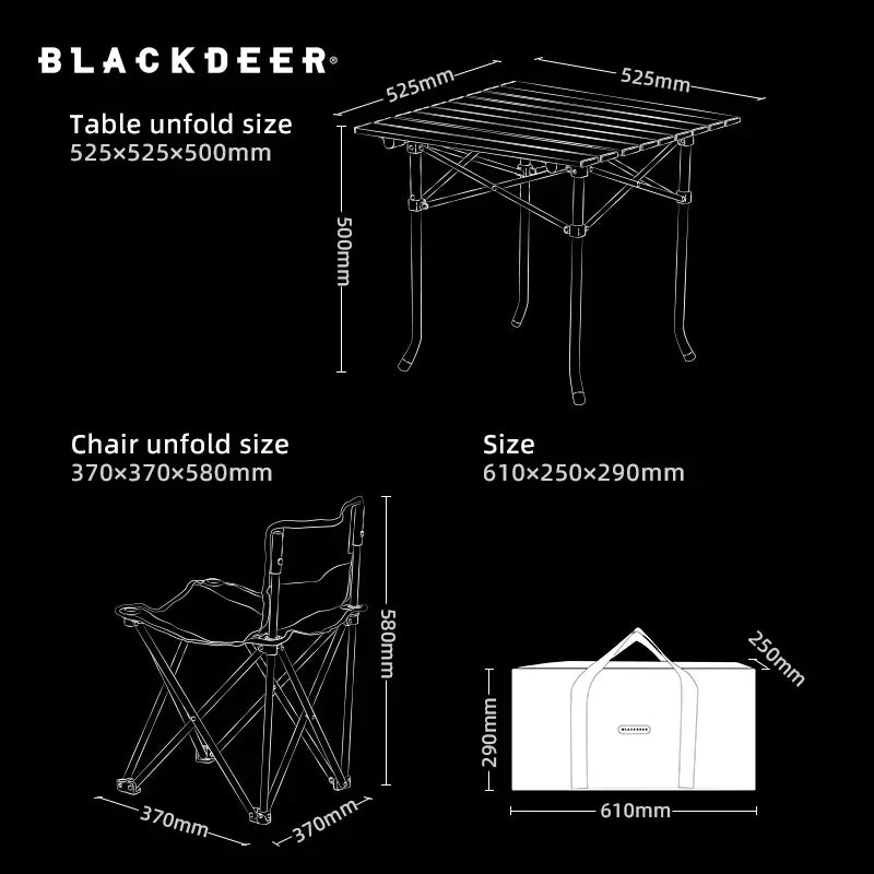 BLACKDEER 4 pcs Chair and 1 pcs Table Outdoor Aluminum alloy Folding Table and Chair Set Camping Picnic Portable Supplies